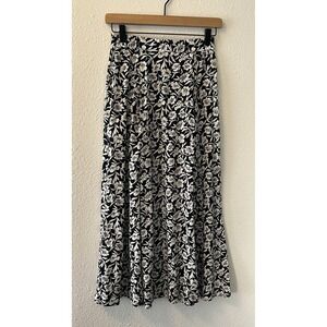 Vintage David Brooks Maxi Skirt Size 4 Black Floral Grunge Cottage Fairy 90s
